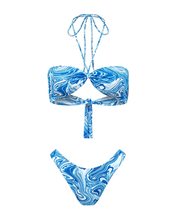 Niebieski wiązany top od bikini - Image #3