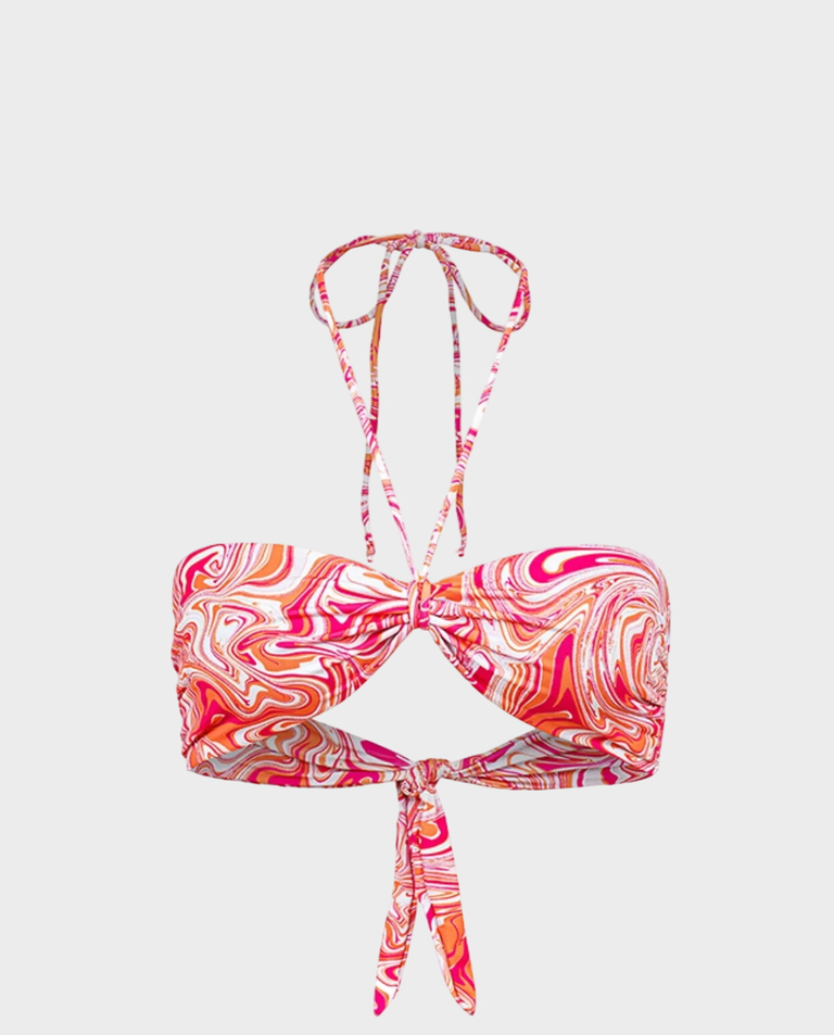 Różowy wiązany top od bikini