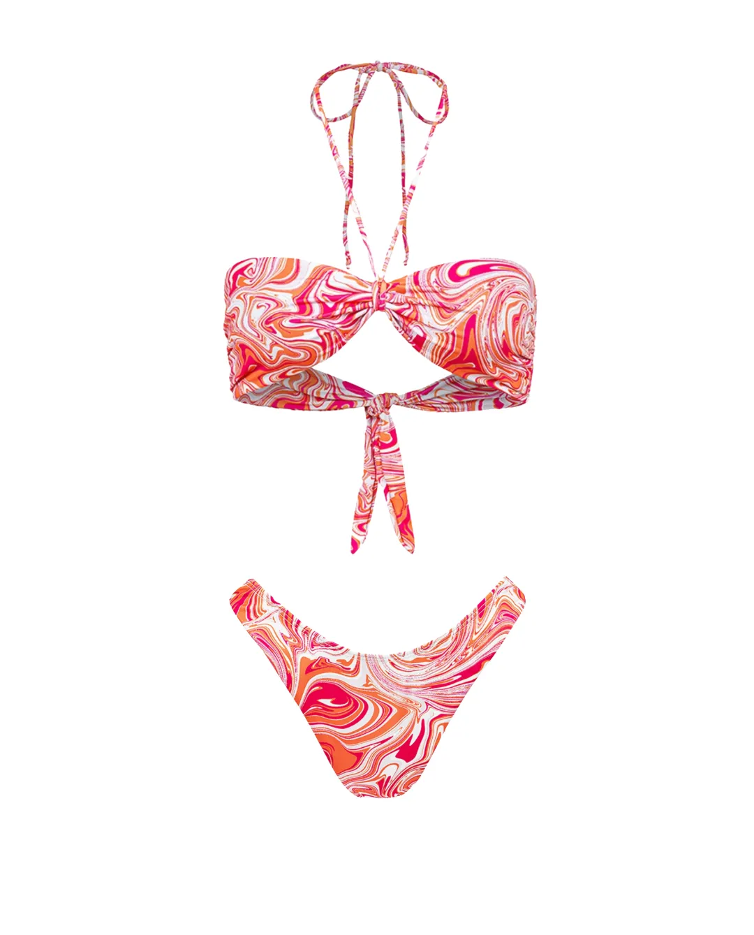 Różowy wiązany top od bikini - Image #3