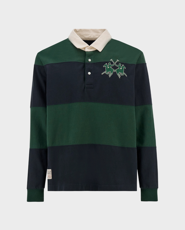 Bawełniany longsleeve w zielone paski - Image #0
