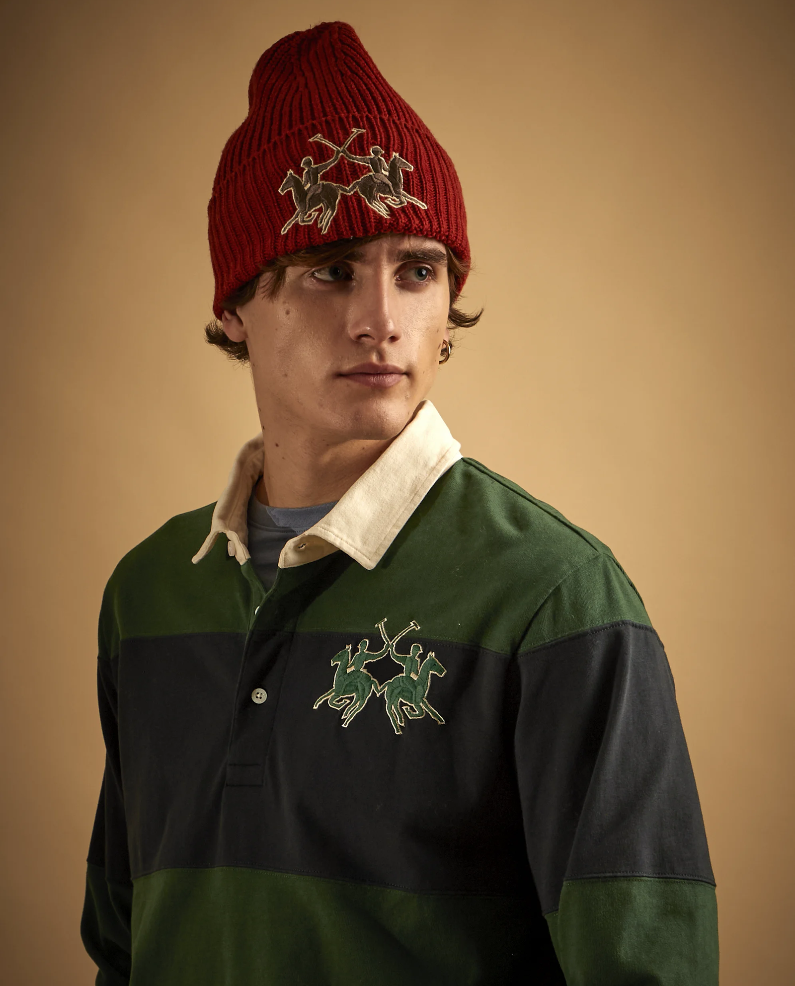 Bawełniany longsleeve w zielone paski - Image #3