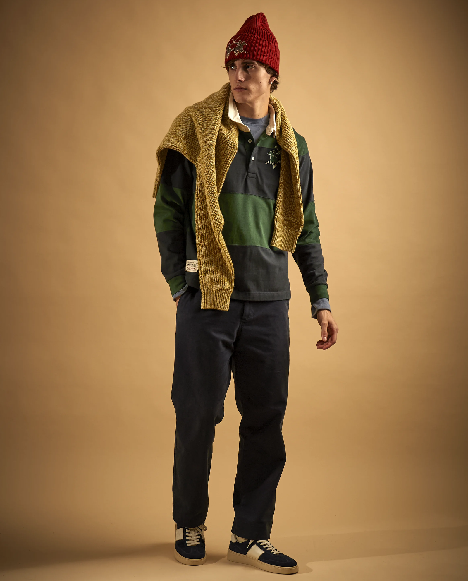 Bawełniany longsleeve w zielone paski - Image #4