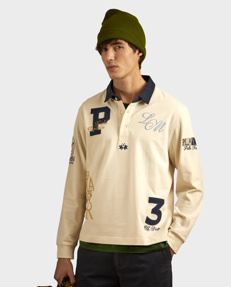 Kremowy longsleeve z naszywkami - Image #1