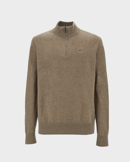 Beżowy sweter z suwakiem i logo - Image #0