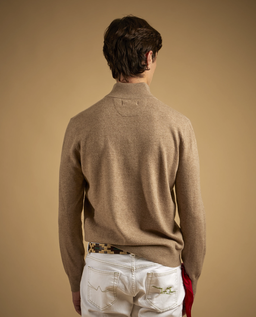 Beżowy sweter z suwakiem i logo - Image #4