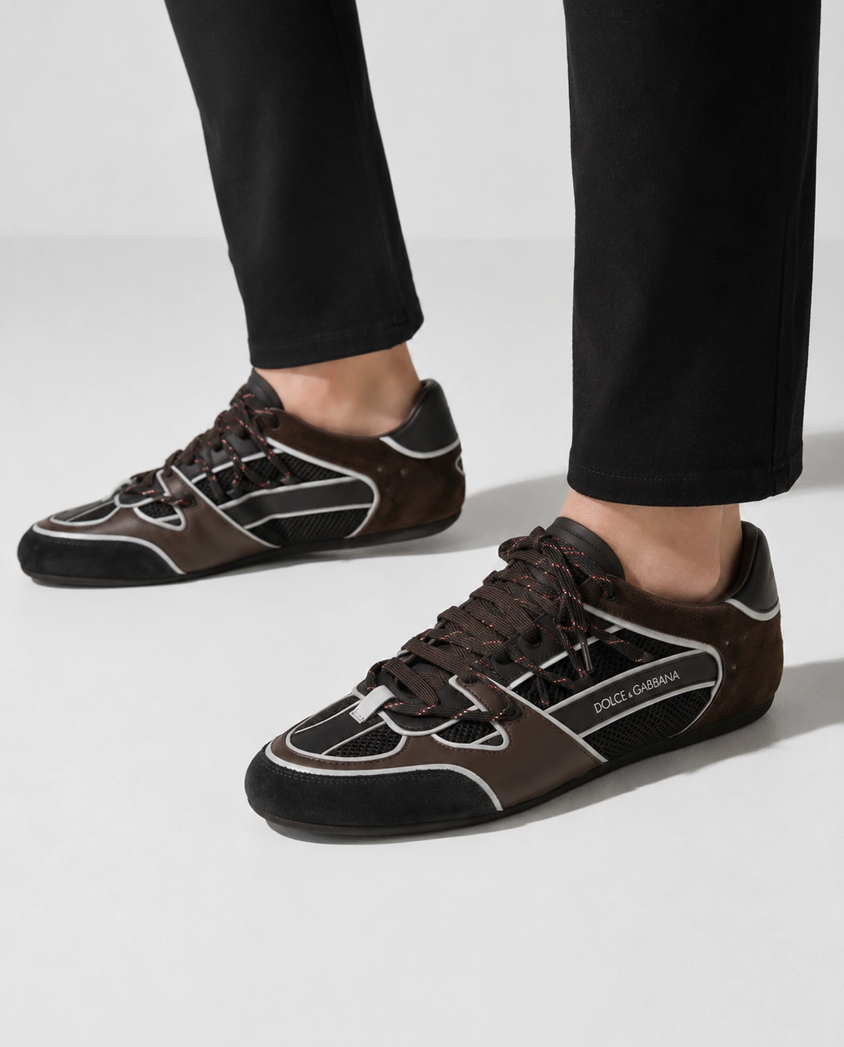 Brązowe sneakersy z logo Ginnica - Image #1