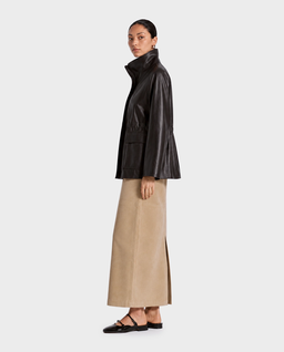 Ciemnobrązowa kurtka skórzana Quai - Image #3