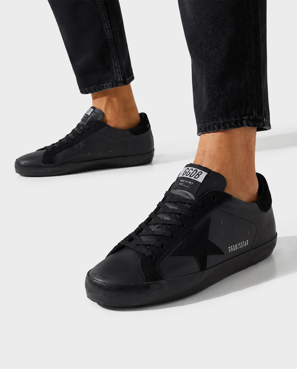 Czarne skórzane sneakersy Ball Star - Image #1