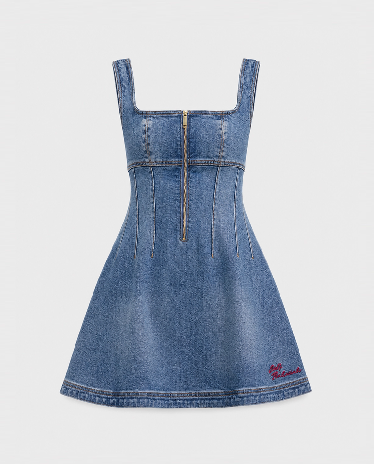 Niebieska jeansowa sukienka mini