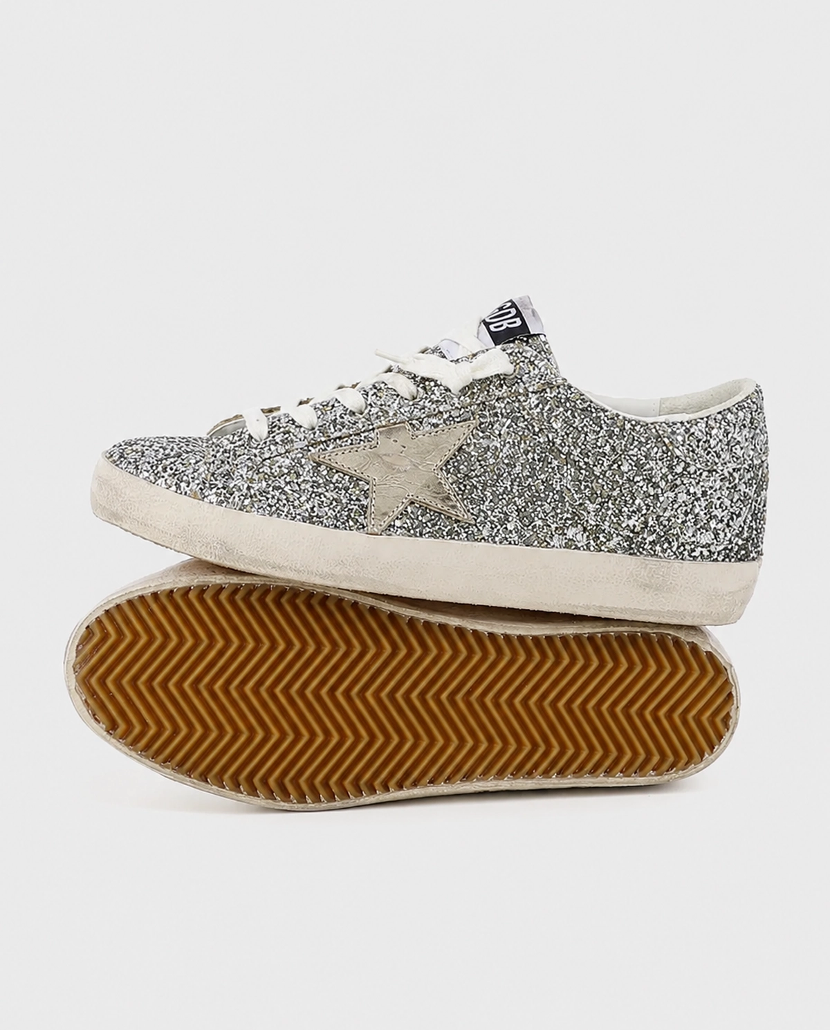 Skórzane sneakersy z brokatem Super Star - Image #4
