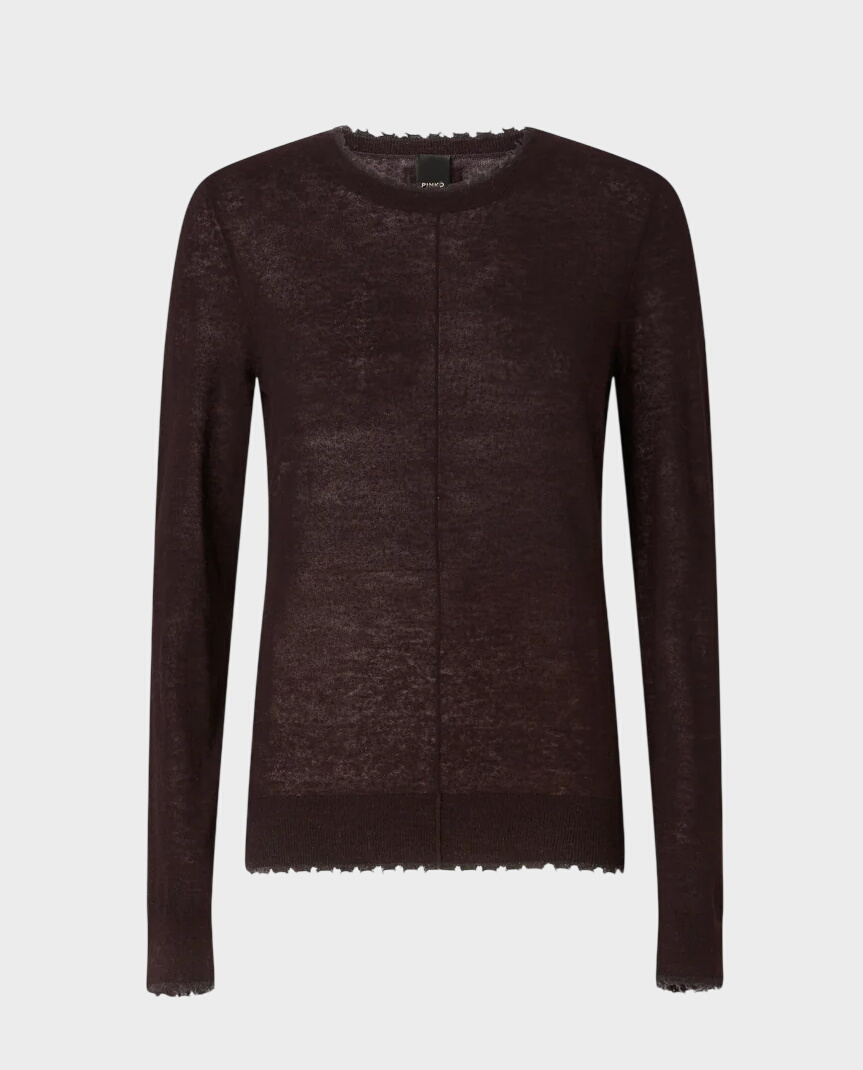 Brązowy sweter z ozdobnym szwem - Image #0