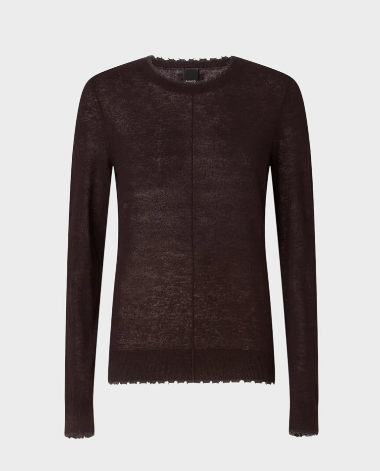Brązowy sweter z ozdobnym szwem
