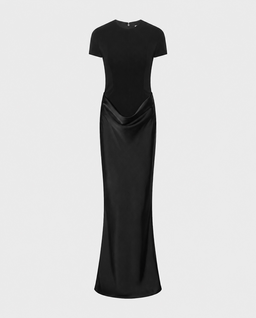 Czarna drapowana sukienka maxi - Image #0