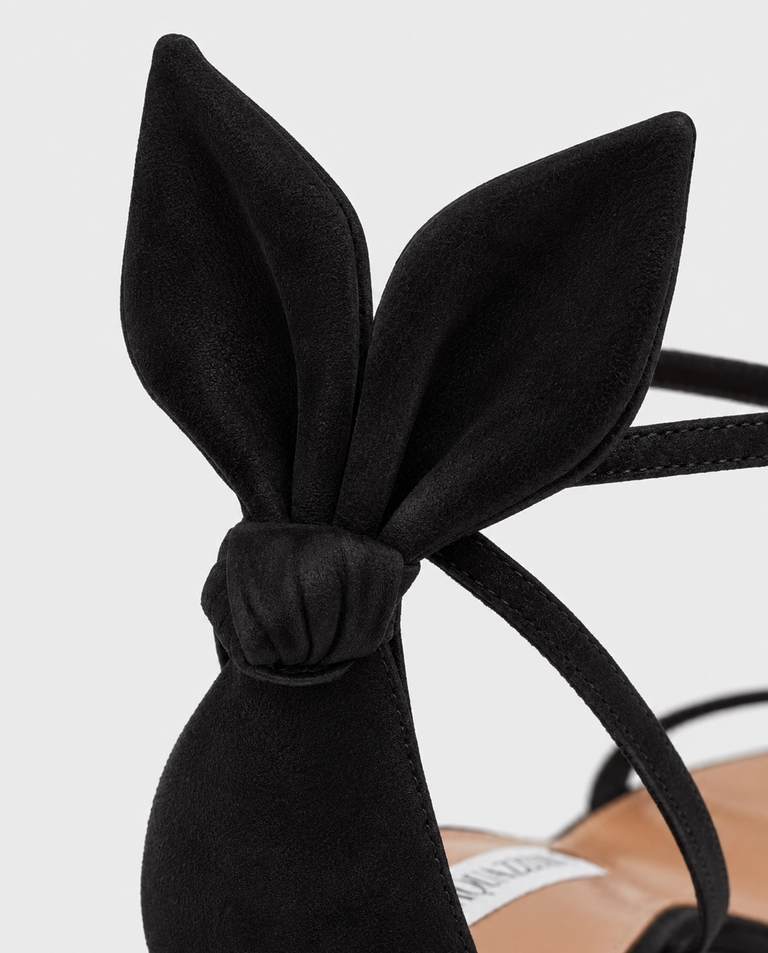 Czarne zamszowe sandały Bow Tie 50 - Image #4