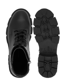 Skórzane botki ze sznurowaniem - Image #5
