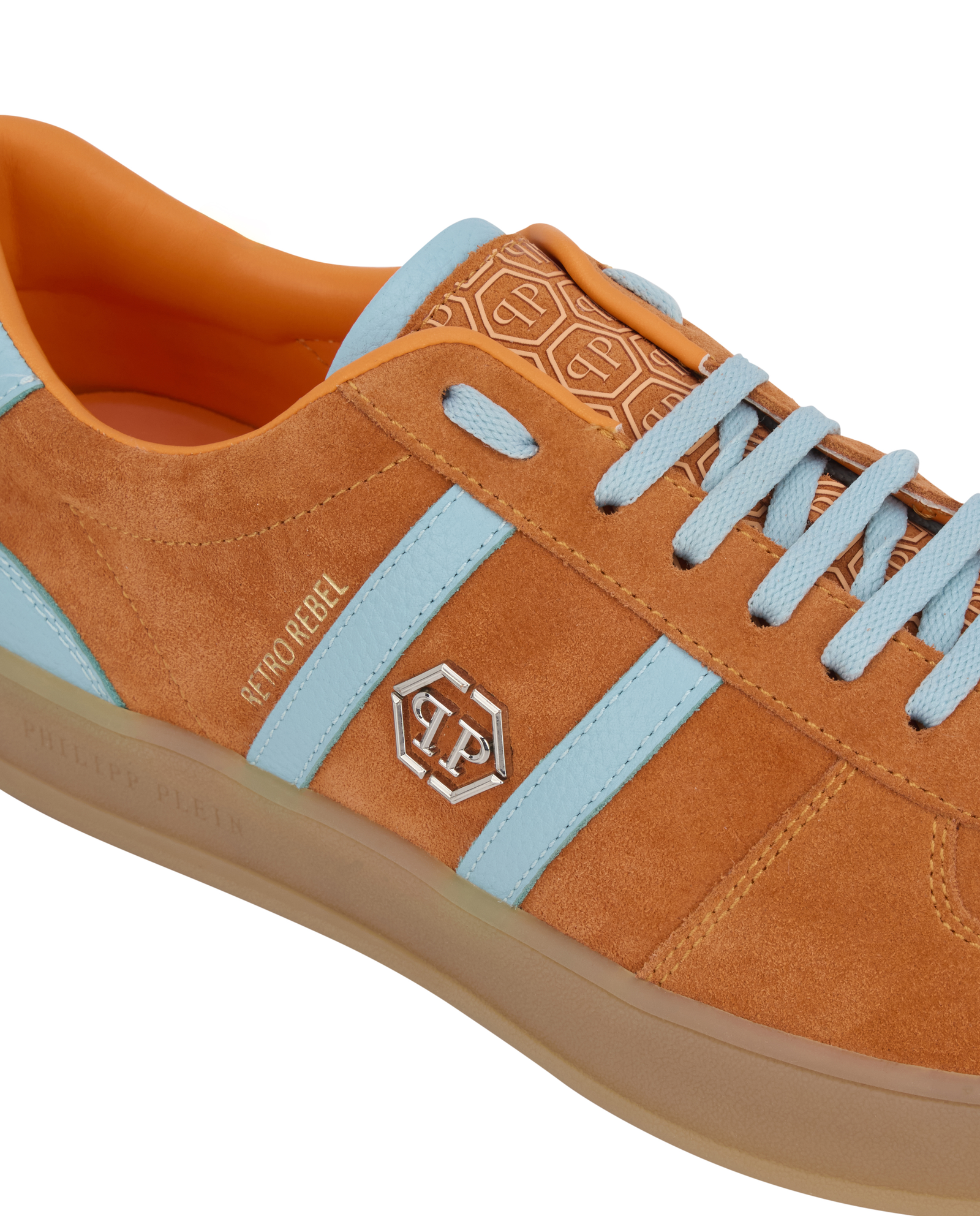 Pomarańczowe sneakersy ze skóry zamszowej - Image #4