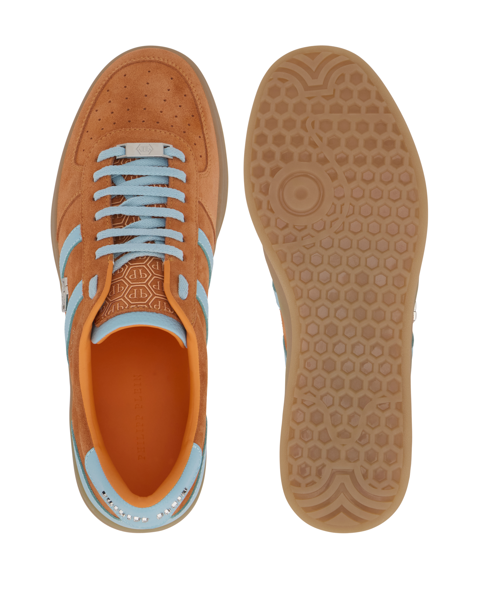 Pomarańczowe sneakersy ze skóry zamszowej - Image #6