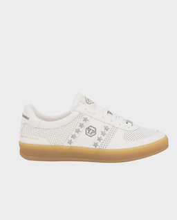Skórzane białe sneakersy Retro Label - Image #0
