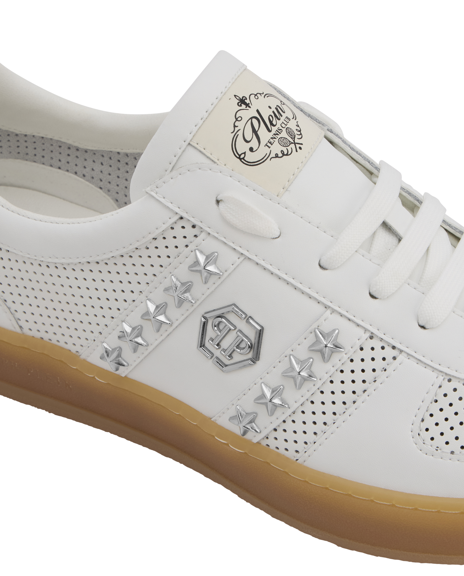 Skórzane białe sneakersy Retro Label - Image #3