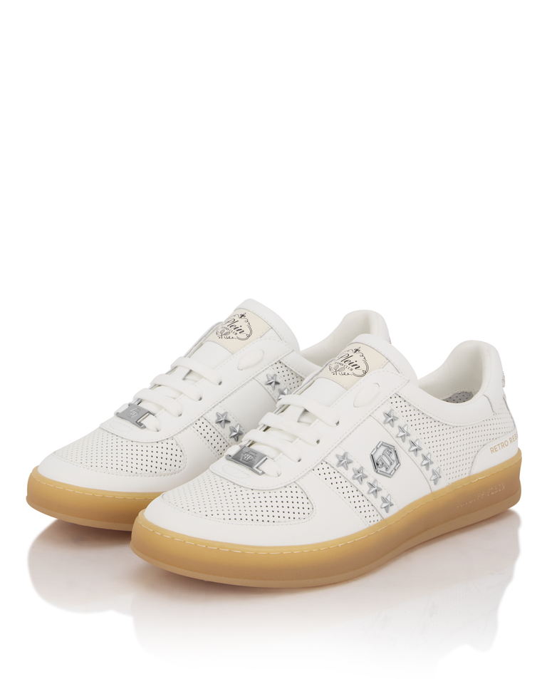 Skórzane białe sneakersy Retro Label - Image #2