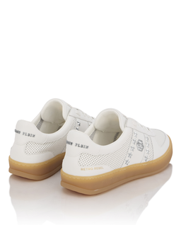 Skórzane białe sneakersy Retro Label - Image #4