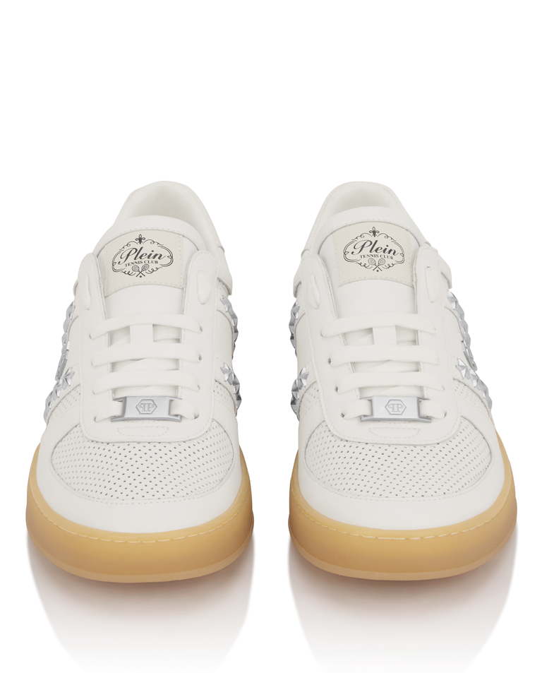 Skórzane białe sneakersy Retro Label - Image #5
