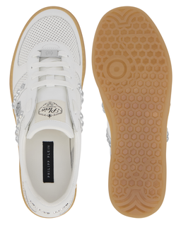 Skórzane białe sneakersy Retro Label - Image #6
