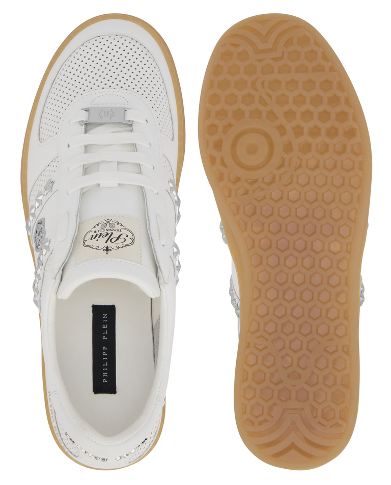 Skórzane białe sneakersy Retro Label - Image #6