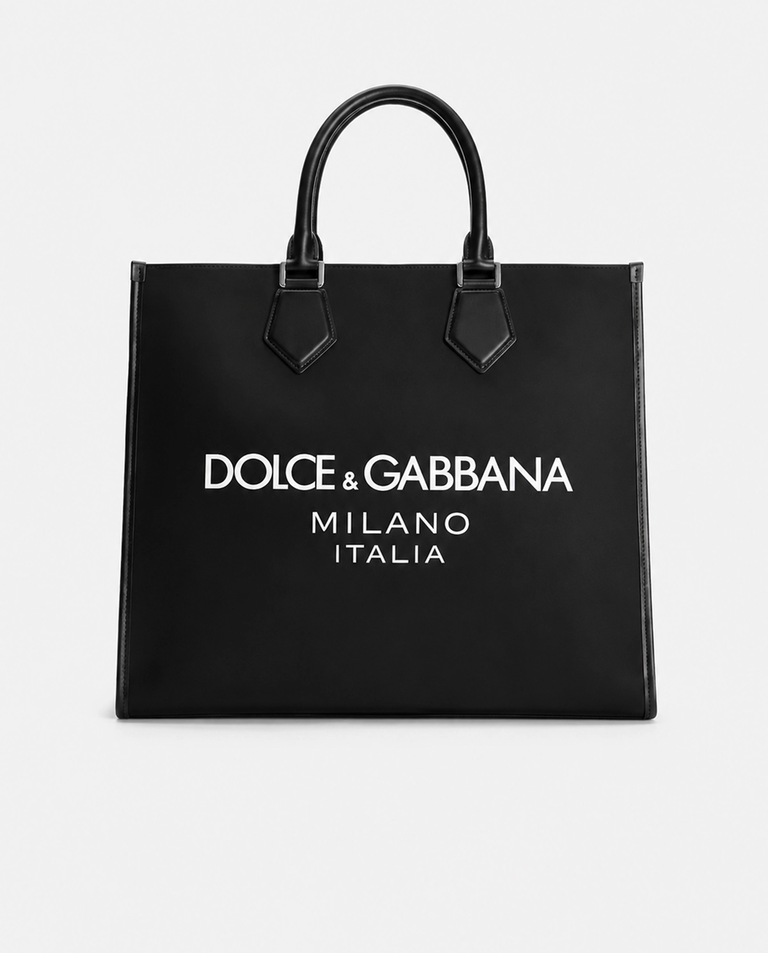 Czarna nylonowa torba shopper z logo
