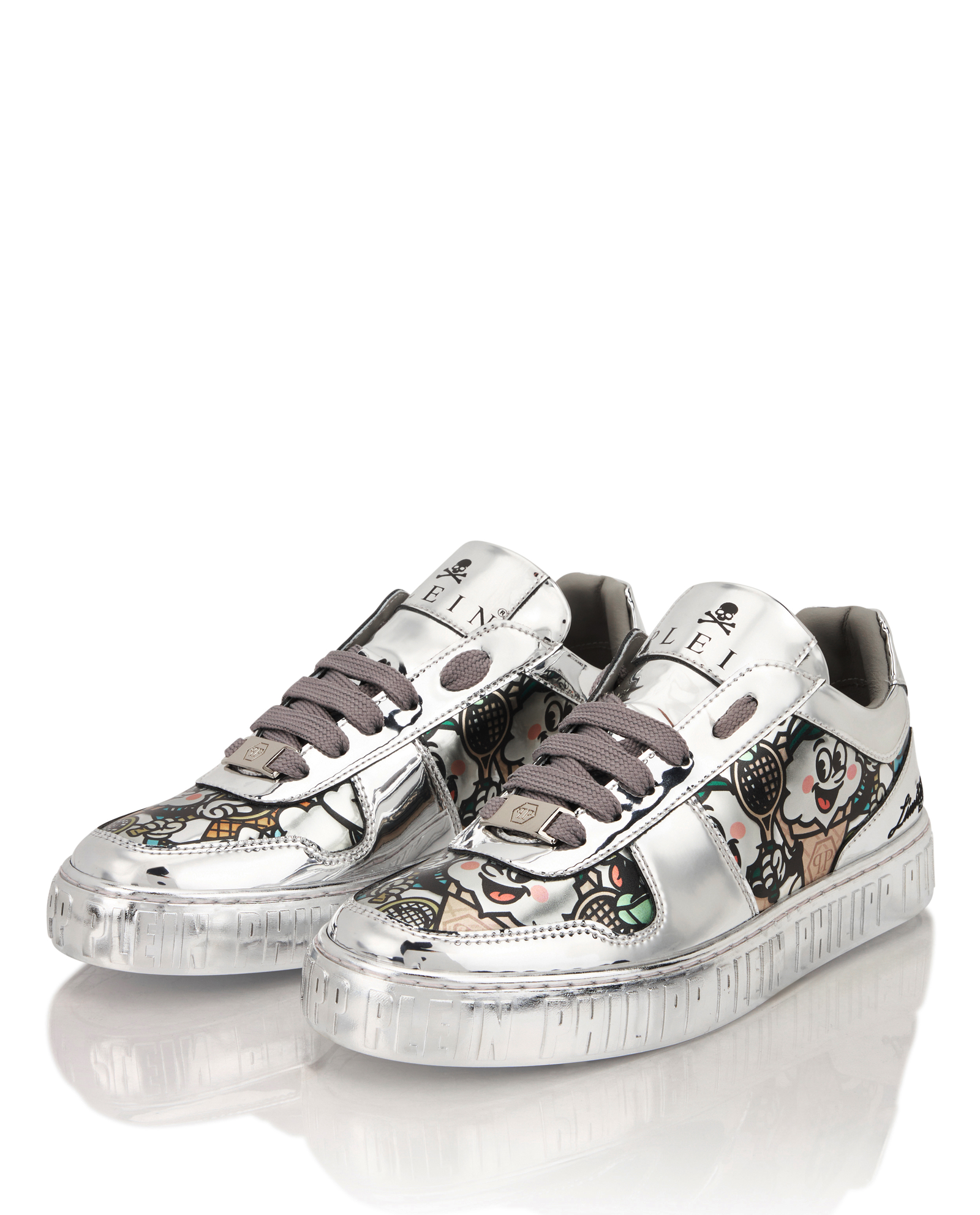 Srebrne sneakersy z nadrukiem Mirror - Image #3
