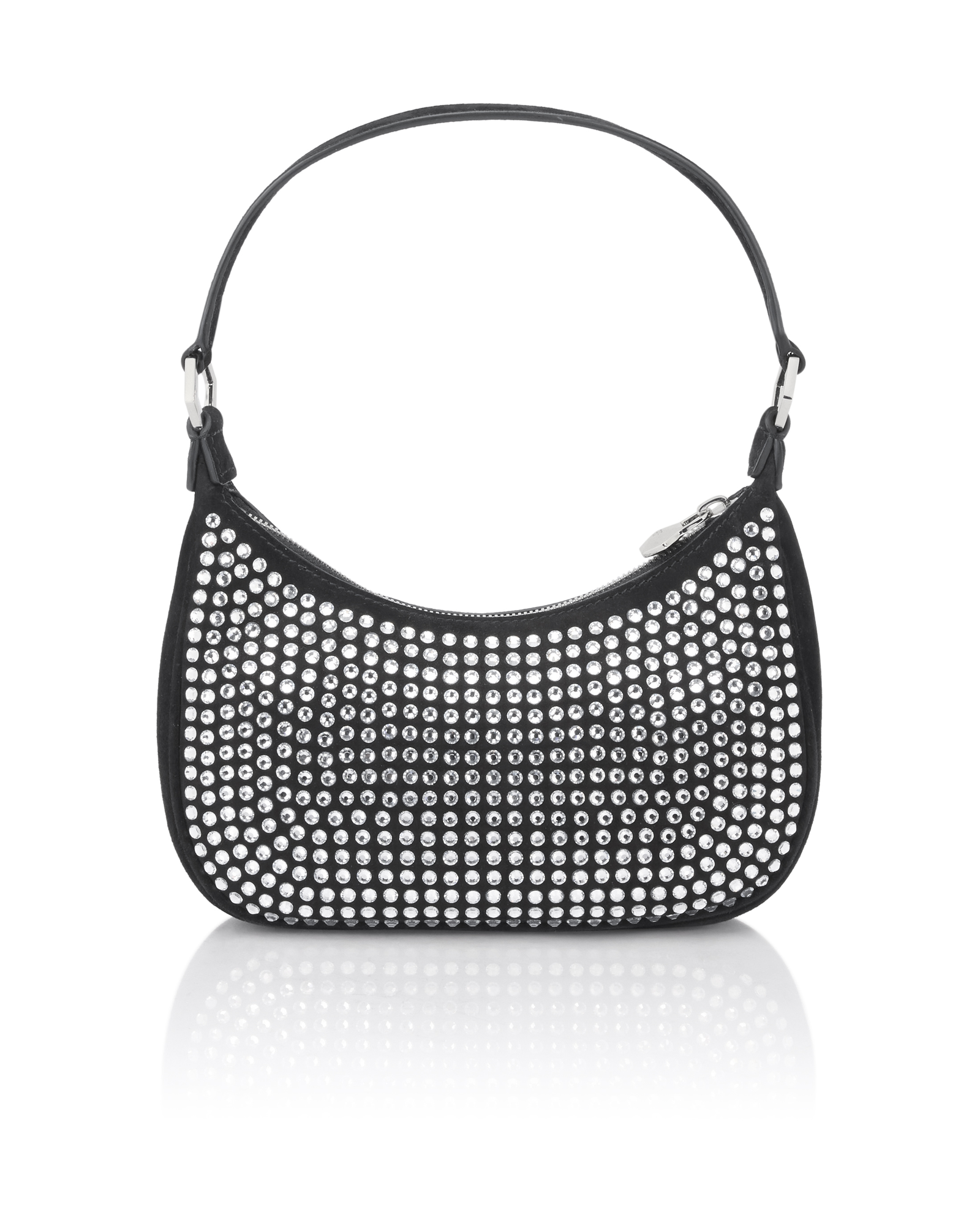 Czarna zamszowa torebka z aplikacjami Strass - Image #2