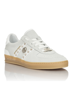 Białe zamszowe sneakersy Retro Label - Image #1