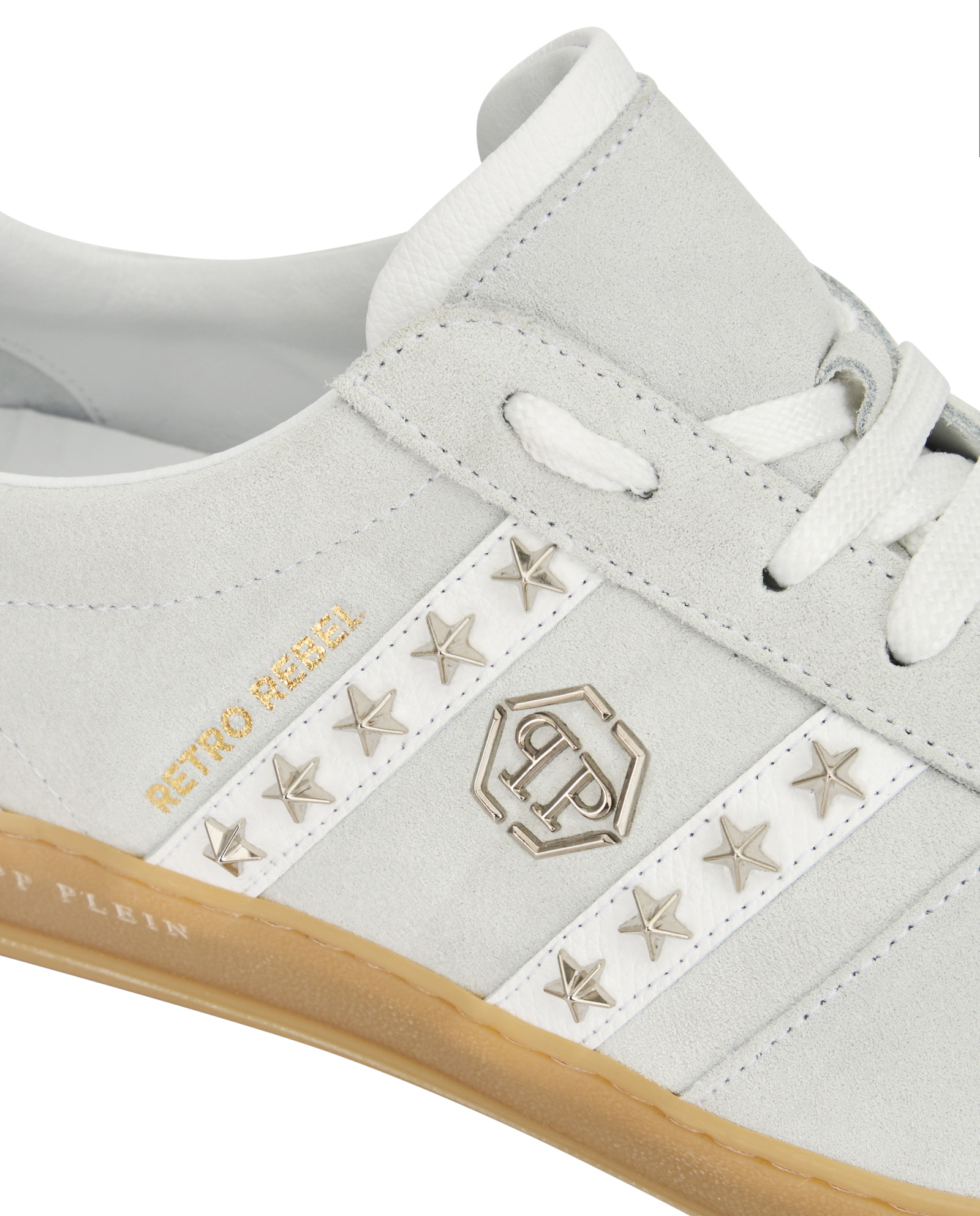 Białe zamszowe sneakersy Retro Label - Image #5