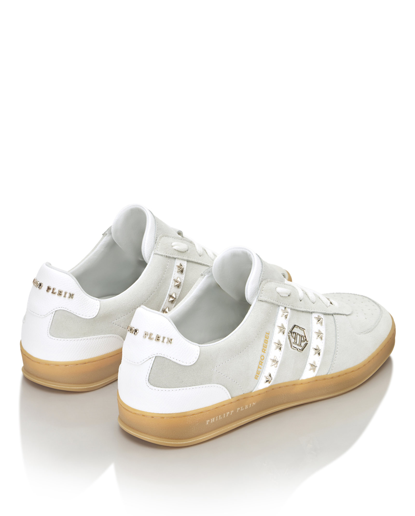 Białe zamszowe sneakersy Retro Label - Image #3