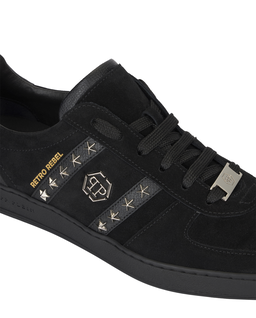 Czarne zamszowe sneakersy Retro Label - Image #5