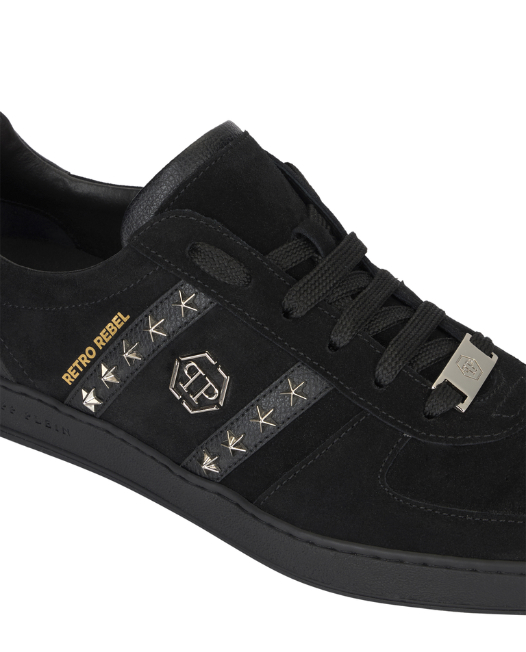 Czarne zamszowe sneakersy Retro Label - Image #5