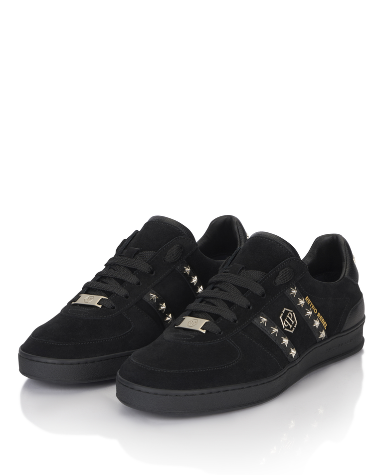Czarne zamszowe sneakersy Retro Label - Image #2