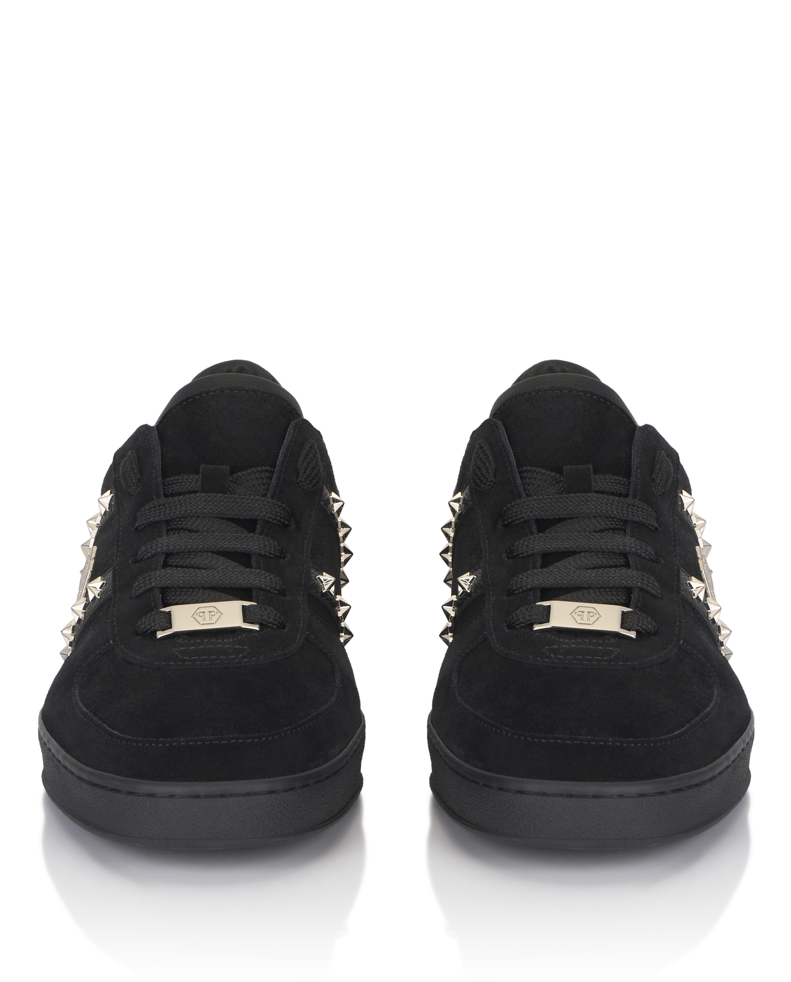 Czarne zamszowe sneakersy Retro Label - Image #4