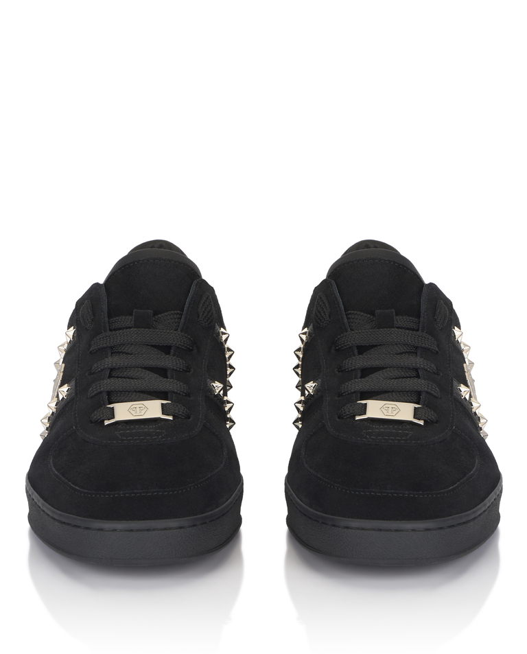 Czarne zamszowe sneakersy Retro Label - Image #4