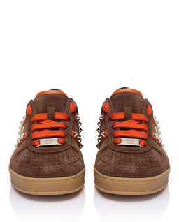 Brązowe zamszowe sneakersy Retro Label - Image #4