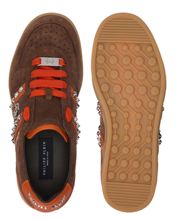 Brązowe zamszowe sneakersy Retro Label - Image #6