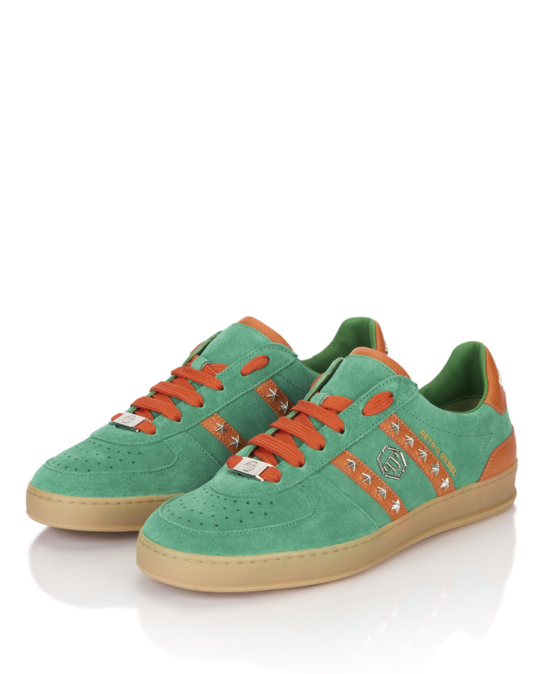 Zielone zamszowe sneakersy Retro Label - Image #2