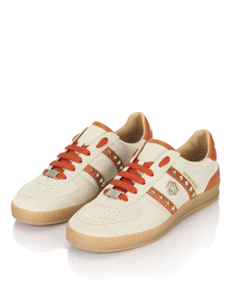 Beżowe zamszowe sneakersy Retro Label - Image #2