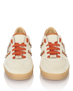 Beżowe zamszowe sneakersy Retro Label - Image #4