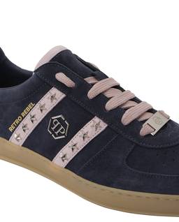 Granatowe zamszowe sneakersy Retro Label - Image #2