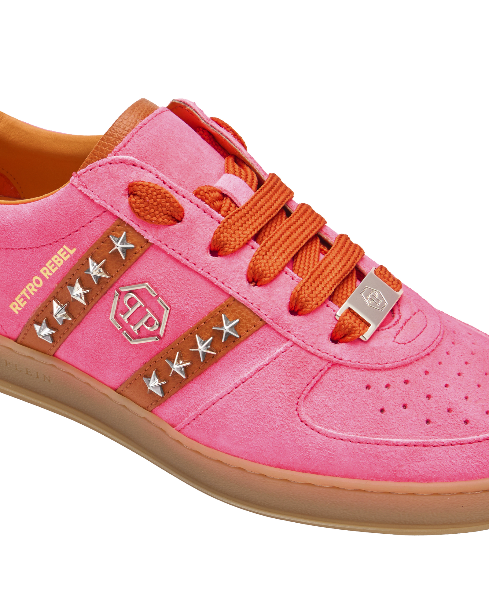 Różowe zamszowe sneakersy Retro Label - Image #5