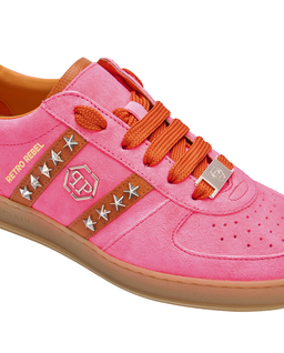 Różowe zamszowe sneakersy Retro Label - Image #5