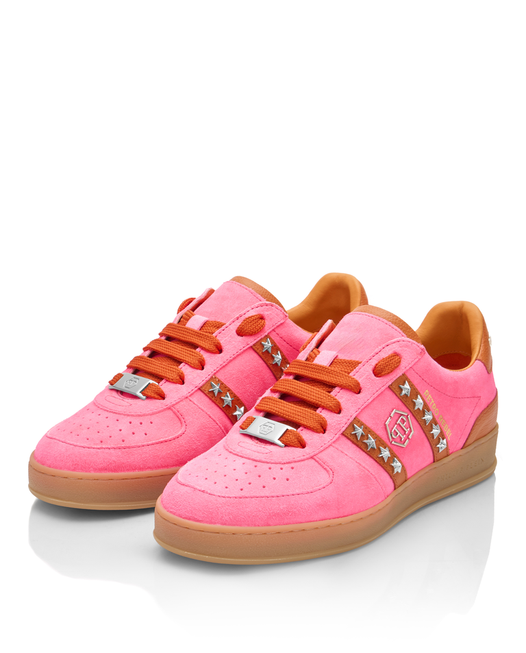 Różowe zamszowe sneakersy Retro Label - Image #2