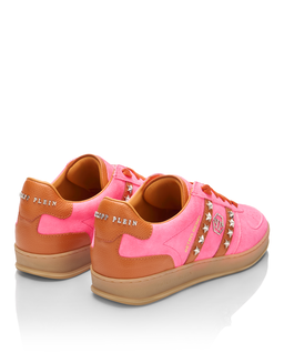 Różowe zamszowe sneakersy Retro Label - Image #3