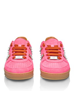Różowe zamszowe sneakersy Retro Label - Image #4